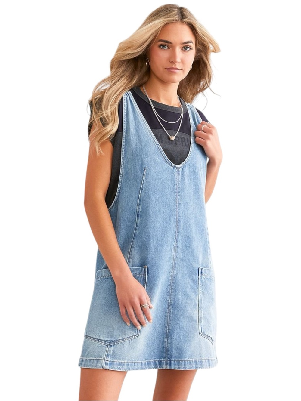 NWT Free People x We The Free High Roller Denim Skirtall/Mini Dress